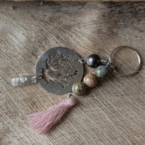 Porte Clé Unakite et Perle de Tahiti