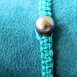 Bracelet macramé en Cordon Queue de Souris et Perle de Tahiti